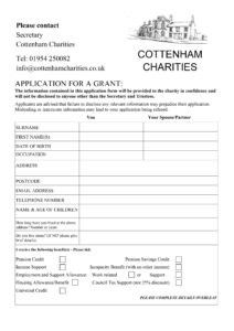 Cottenham Charities Grant Application Form